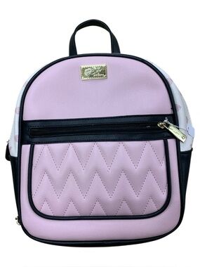 Betsey Johnson Pink Quilted Mini Backpack with Black Trim
